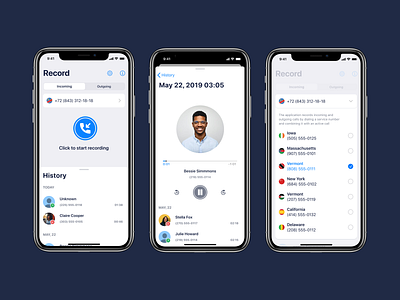 Call Recording iOS app design