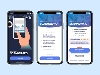 PDF Scanner iOS App Trial Page Design - TapScan