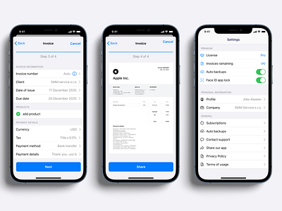Invoice Generator iOS app Design