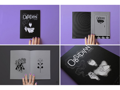 OBSIDIAN vol.II - pitch black illustrations book book cover branding collection design editorial illustration self published self publishing