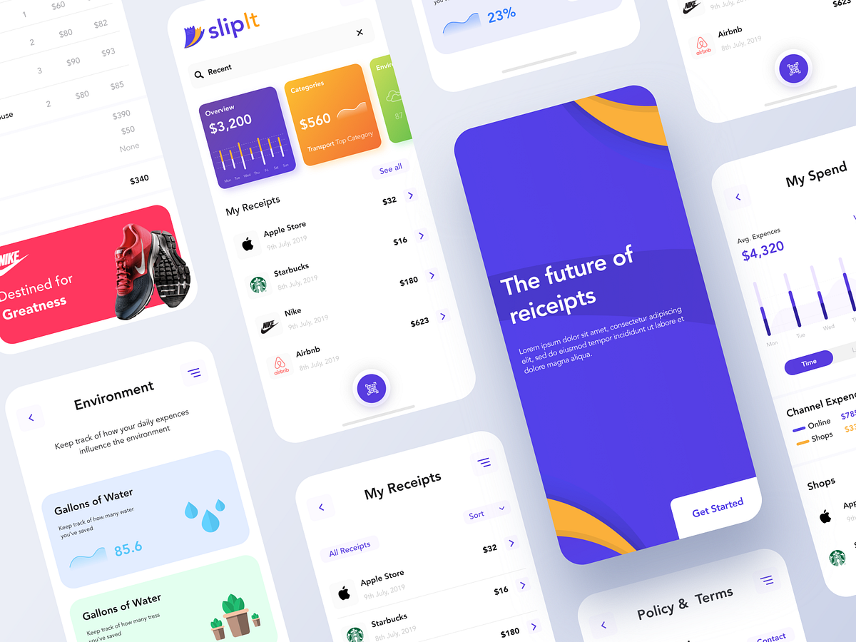 Receipt app design concept by Darko Milovanović for DesignJam on Dribbble