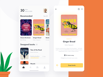 Book share app app book clean concept design illustrations mobile mobile app reading swapping trading ui ux