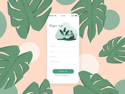 Daily UI 001 | Sign-up Page | iPlant app branding dailyui dailyui 001 green minimal minimalist plants sign up ui web