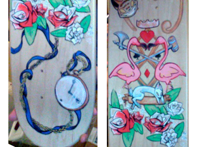 Alice in Wonderland Skate Deck (in progress) acrylic alice in wonderland painting skateboard