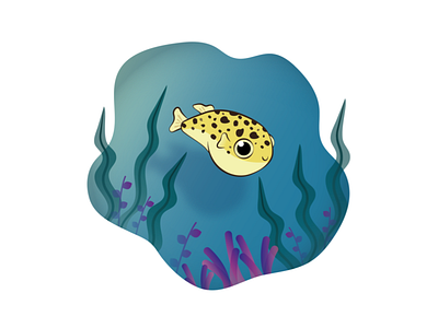 Cute Puffer Fish art cute digital fish illustration pufferfish sea