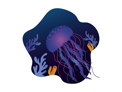 Jellyfish art design digital illustration jellyfish sea vector