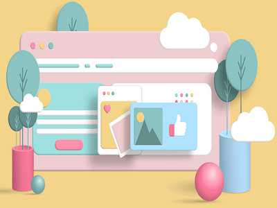 dribbble login page(3D illustration in fima)