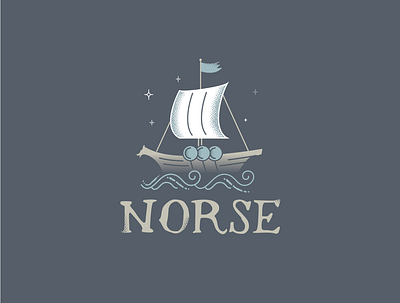 Norse Ship design illustration logo