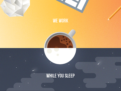 We work while you sleep coffee day gradient grain lithuania moon night postcard poster print sleep work