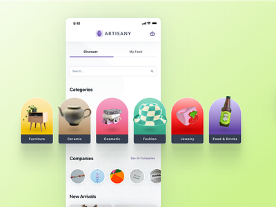 Artisany 🏺— Discover page branding design figma mobile store ui ux