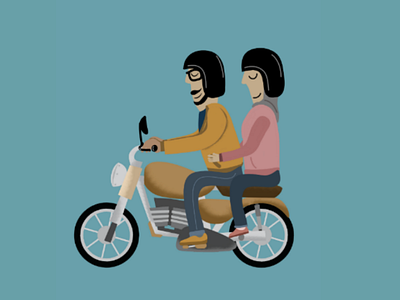 Couple riding ride pastel drawing vector