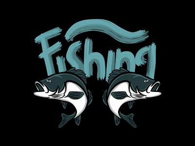 Fishing Mania logo drawing fishing art