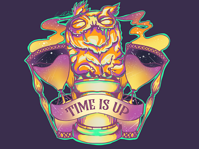 Time is up artist branding brushes character colorful design game art graffiti hourglass illustration logo photoshop poster purple purple gradient scene typography virbant yellow
