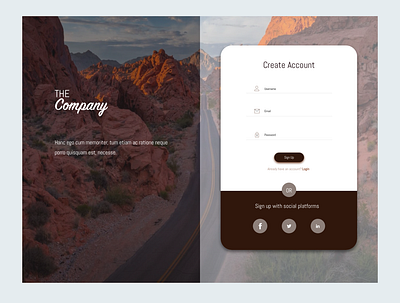 Daily UI 001 Sign Up brown concept concept design dailyui dailyuichallenge design form interface minimal mountain signup web webdesign