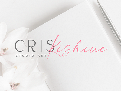 Cris Studio Art arte branding cinza logo logo design logodesign rosa studio