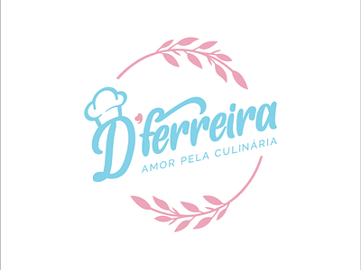 D'Ferreira logo azul coração culinária fofo logo rosa