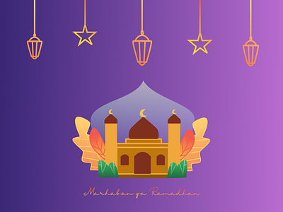 Marhaban ya Ramadhan flat icon illustration logo