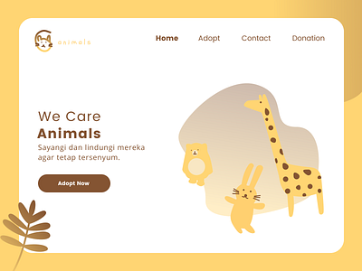 Animals web landing page app flat illustration ui ux