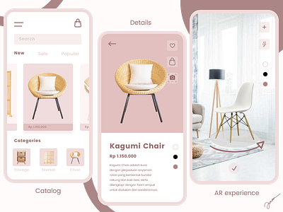 Augmented Reality Furniture Mobile Apps app augmented reality design illustration minimalist mobile ux