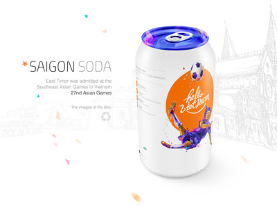 Saigon Soda applied art hello viet nam packaging design. product saigon soda