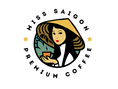 Miss Saigon branding character coffee illustration logo miss saigon package xnhan00
