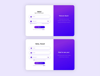 SIGN UP & SIGN IN Page app ui