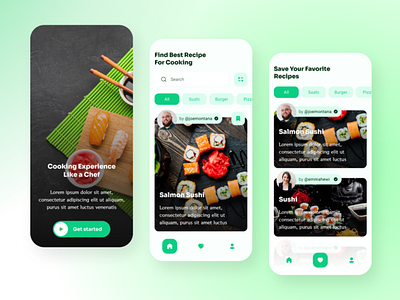 App with Recipes application branding food app mobiledesign modile design