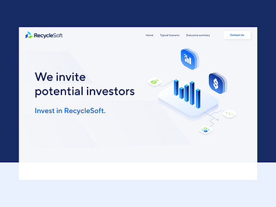 RecycleSoft Invest Page branding figma illustration invest ui ux vector web