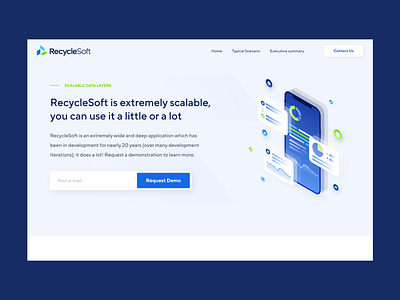 RecycleSoft Scalable Data Layers Page 3d branding data design figma graphic design illustration logo ui uidesign ux vector web