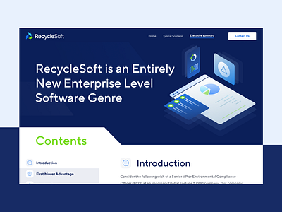 RecycleSoft Executive summary Page 3d branding design figma graphic design illustration logo ui uidesign ux vector web