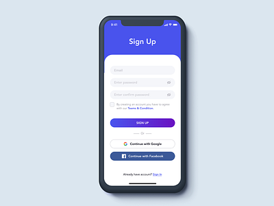 Sign up page app design typography ui