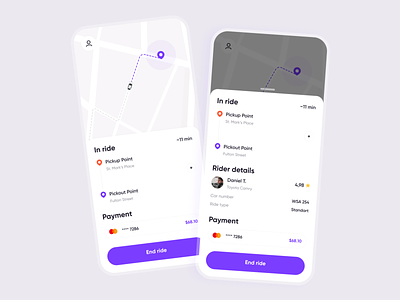 Taxi Ride Mobile App application booking cab cab booking clean ui driving illustration map mobile app product design ride rider ridershare taxi taxi booking app transport trip uber ui ux