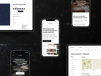Tactillo. Design materials website about us about us page architecture catalog decor furniture home page interior interior design landing landing page minimal design minimalism mobile product page web design website