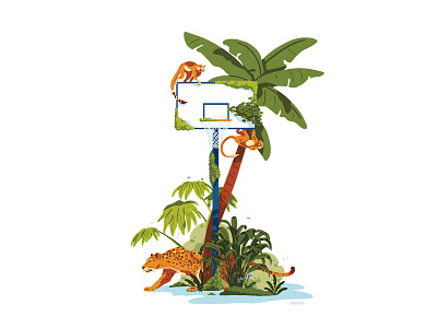 Palm basketball ambiant basketball botanic brush cheetah funny garden hoop basketball hunting illustration jungle landscape monkeys nature palms plants texture town tree tropical