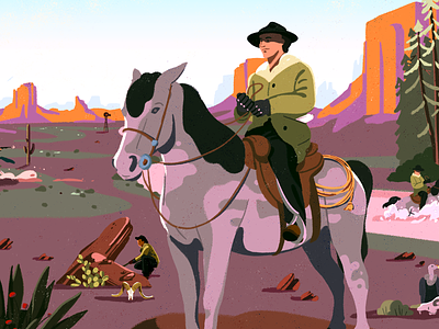 Pony Express ambiant character colors cowboy creative design fagostudio horse illustration nantes nature pony texture