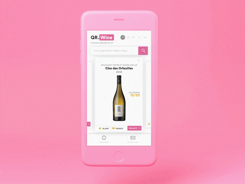 QR Wine /// Select your wine animation cards design favorite gif swipe ui ux