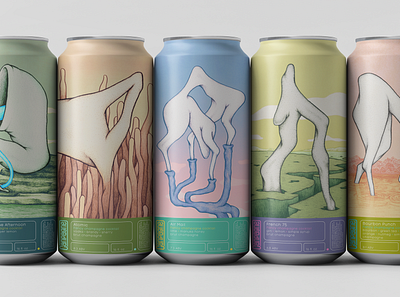 Canpagne Cans abstract branding cocktail craftbeer creature design illustration logo low brow pack package package design packaging packaging design pen and ink stipple surreal
