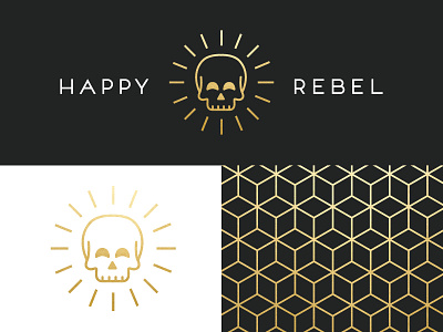 Happy Rebel gold foil happy logo pattern skull