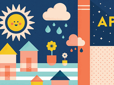 Happy Neighbors children cloud cute happy house illustration pattern rain sun texture