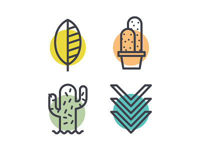 Southwestern Icons cactus chevron iconography icons leaf linework plant simple