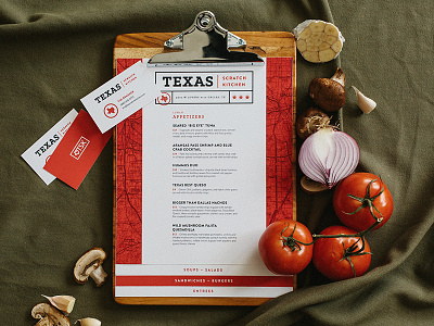 TSK Menu Design branding business cards kitchen menu print publication texas