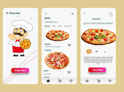 Pizza-Hub design illustration mobile product design prototype ui ux web