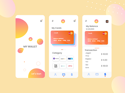 Mobile UI Wallet of Cards