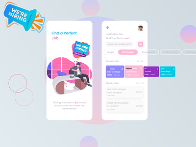 Find A perfect Job Recreate For Mobile-Design adobe xd design fonts grids icons illustration iphone app iphonex layout exploration menu bar microinteraction mobile mockups scroll groups search engine templatedesign typography ui user interface design ux
