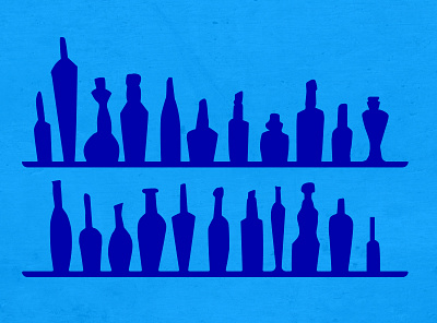 What'll It Be? alcohol art blue blues booze bottle character color design drinking illustrator melancholy minimal overlay pentool retro silhouette vector vintage