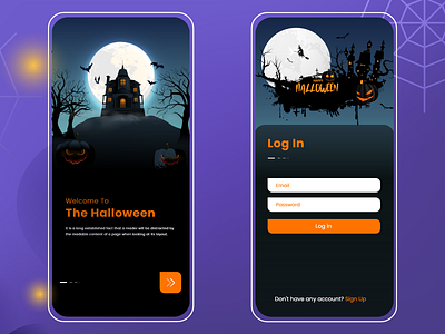 Halloween Log in animation app d design graphic design icon illustration landing page log in mobile ui ux web website