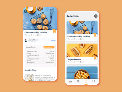 Recipe App 🍪 app cooking design food orange recipe sketch ui ux yellow