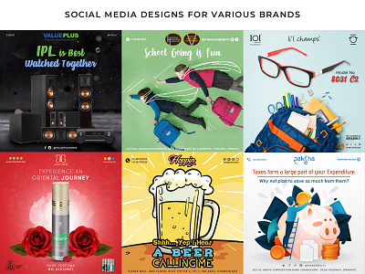 SOCIAL MEDIA POSTS DESIGNS FOR VARIOUS BRANDS