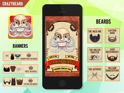 Crazy Beard Game UI Design app beard beard game design flat game game design graphic design illustration illustrator photoshop ui ux vector