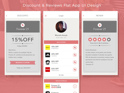 Discount and Reviews Flat App UI Design